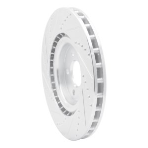 Ford Mustang Brake Rotor (1) - Front Right - R1 Concepts - Drilled & Slotted - Silver - `07-`14